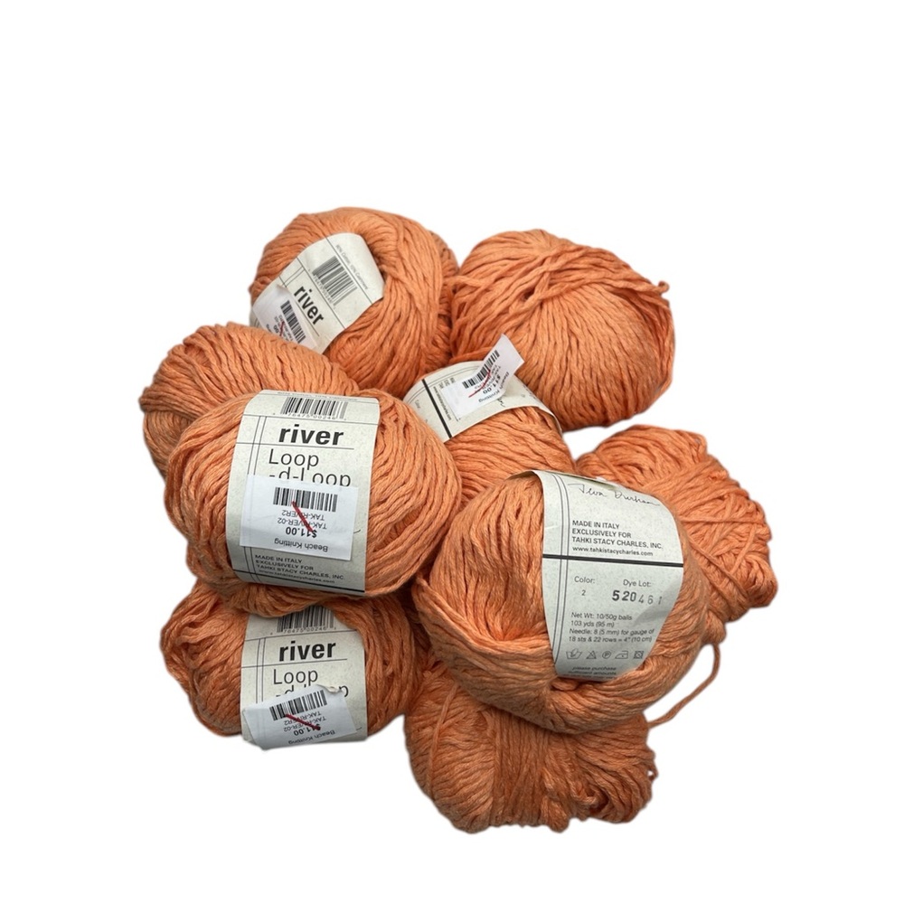 River Loop d Loop Orange Cashmere Cotton Soft Yarn bundle of 9 - Picture 1 of 3